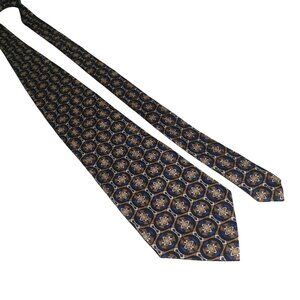 Barrington Abstract Print Silk Tie Black Blue Brown Designer Accessory 56x4 In